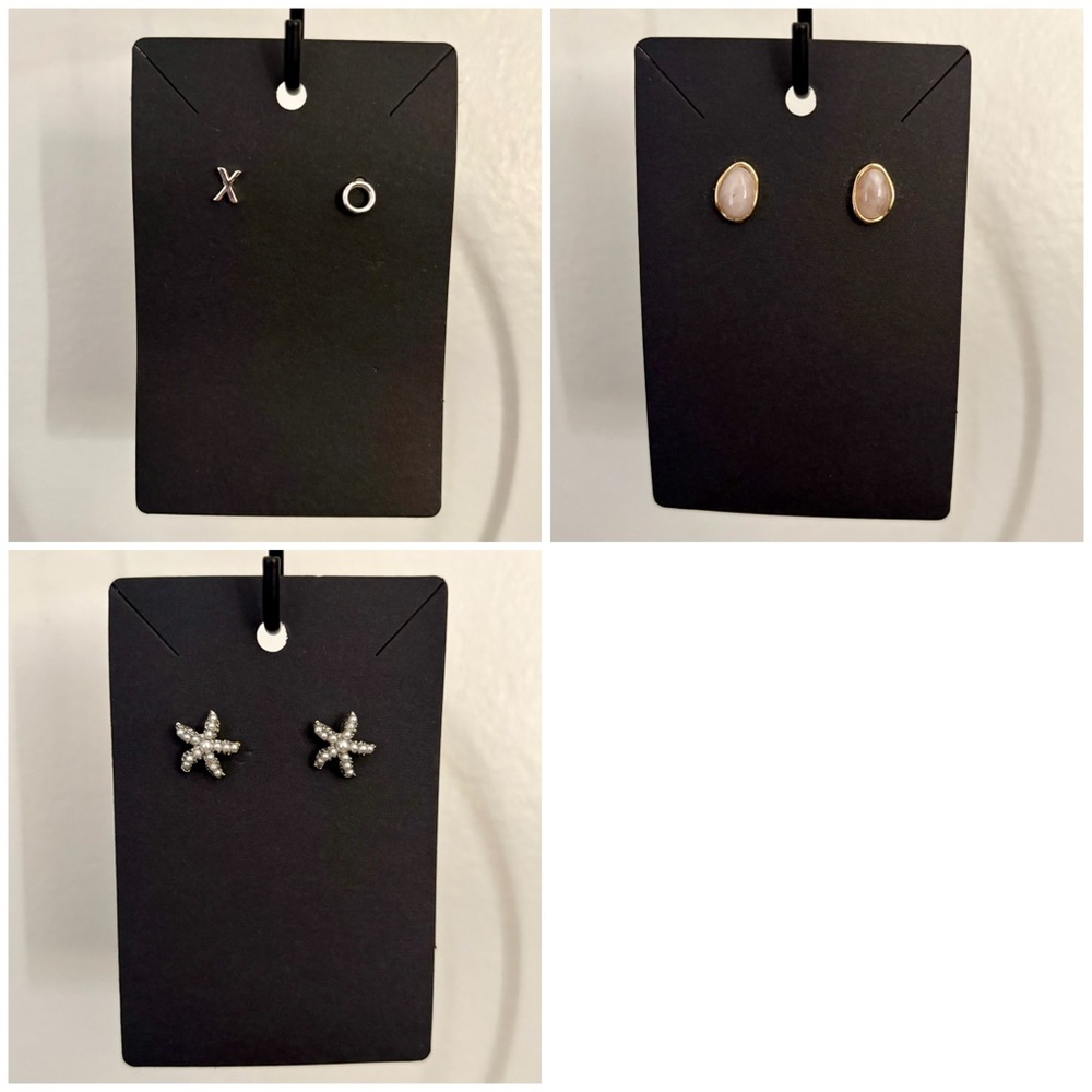 Stud Earring Set - Stone, Pearl Starfish, XO Valentines Day